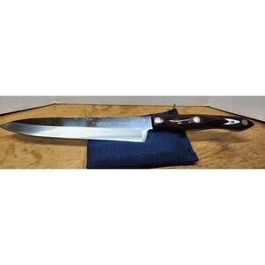 70's CUTCO Knife 1725 9” Blade Brown/Orange Marbled Handle USA Hippie Years